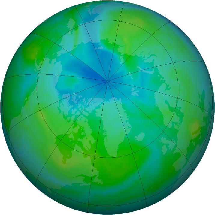 Arctic ozone map for 16 August 2005